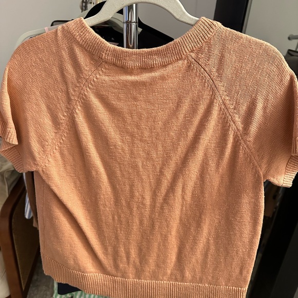 Madewell short sleeve cropped coral sweater - Picture 2 of 4